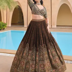 Brown Silk Lehenga Choli