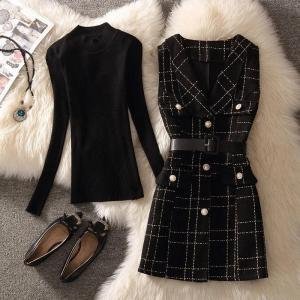 Rader Set Of Top And Woolen Tweed Dress